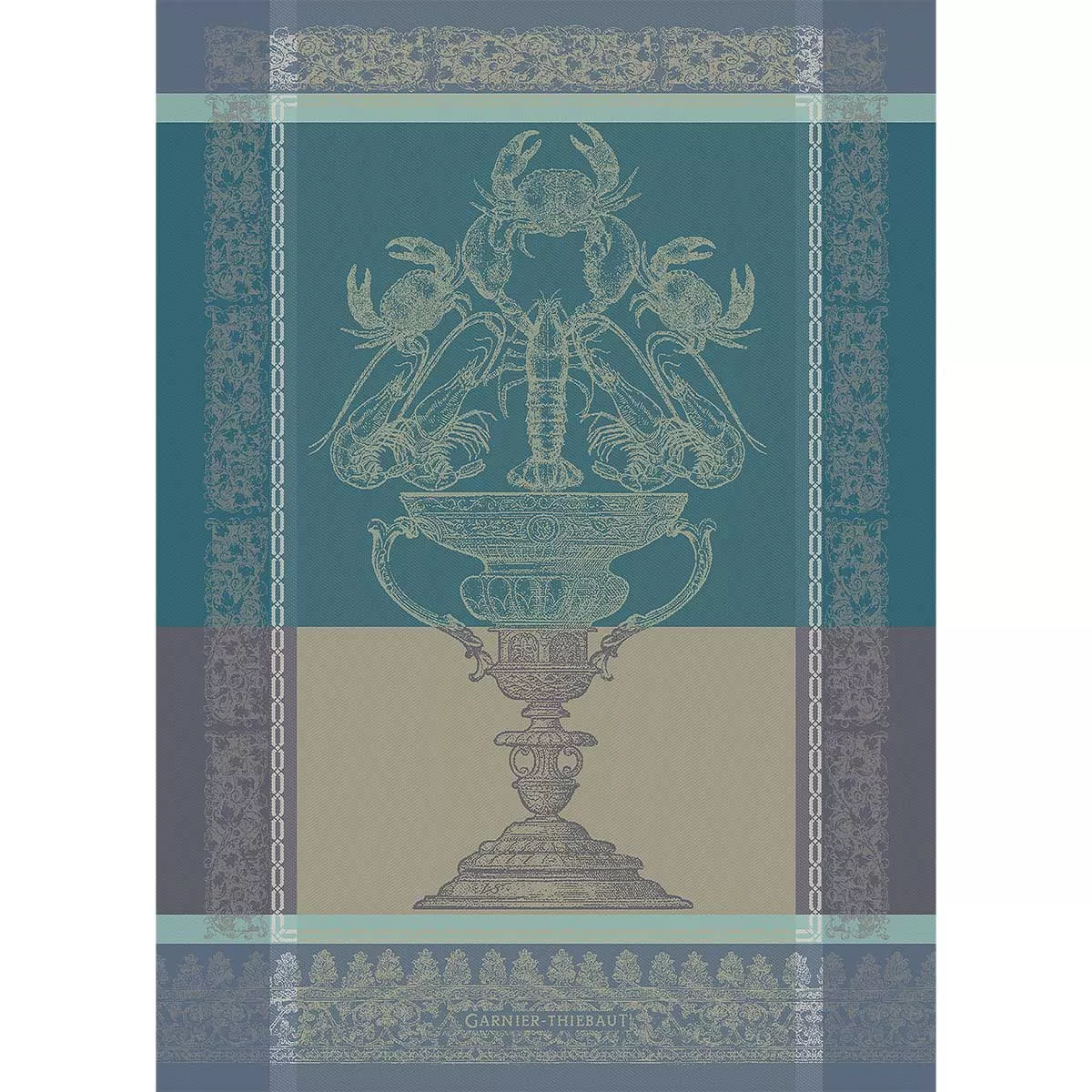 Geschirrtücher reine baumwolle jacquard-muster blau Coupe fruits de mer turquoise