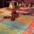 Tischdecke reine baumwolle beschichtet jacquard-muster orange winrot Mille sous bois automne
