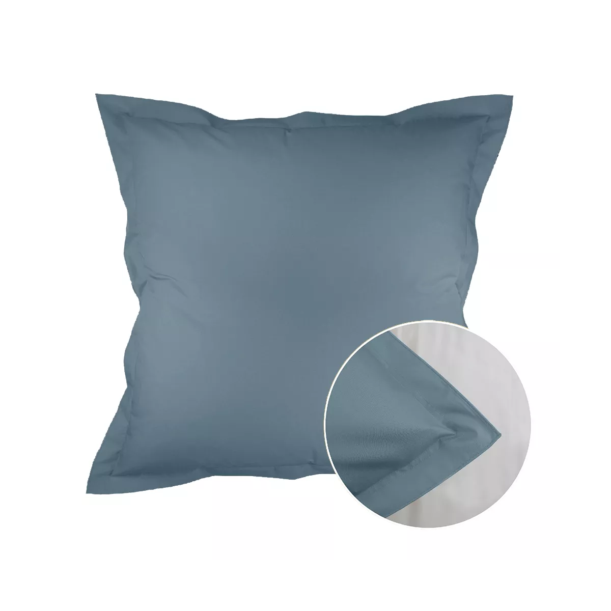 Kopfkissenbezug baumwollperkal uni blau Olana denim