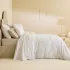 Bettwäsche set baumwollsatin bedruckt beige weiß Flower power white