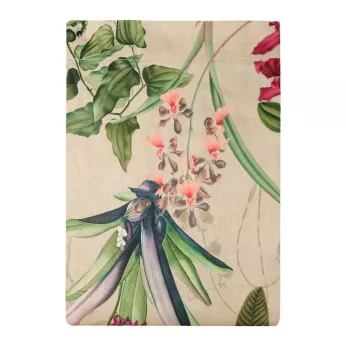 Bettlaken baumwollsatin bedruckt grün rosa beige Parfum d'orchidee grege