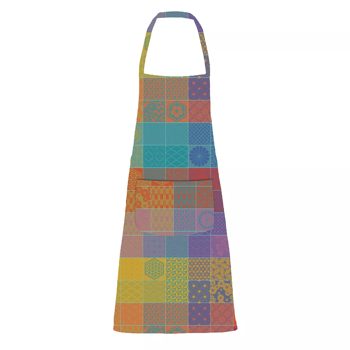 Schürze reine baumwolle beschichtet jacquard-muster violett orange Mille hana floralies