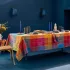 Tischwäsche set reine baumwolle jacquard-muster violett orange Mille hana floralies