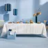 Tischdecke reine baumwolle vorgewaschen jacquard-muster blau weiß Rimini blu