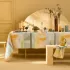 Tischdecke reine baumwolle 205 g/m² jacquard-muster grün orange Mille galets terre cuite