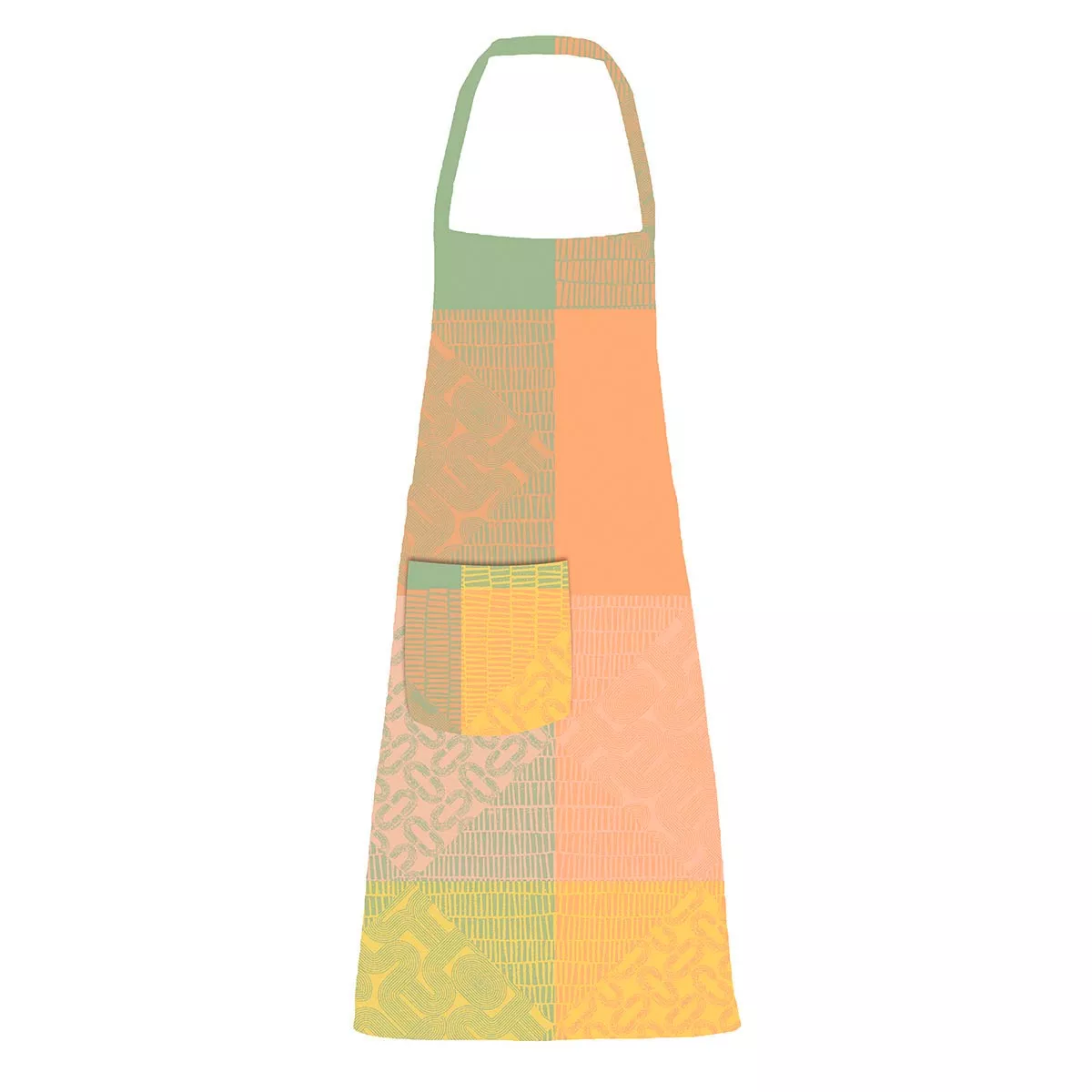 Schürze reine baumwolle beschichtet jacquard-muster gelb rosa Mille empreintes pastel