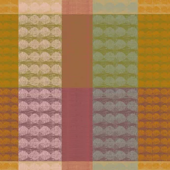 Serviette reine baumwolle jacquard-muster grün orange Mille halos prunus