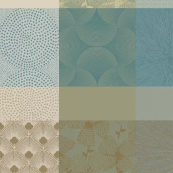Serviette reine baumwolle jacquard-muster blau beige Mille zen ecume