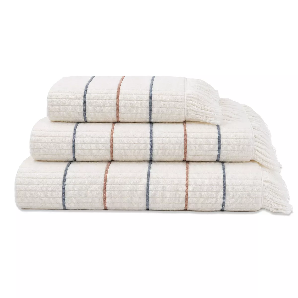 Badeset reine baumwolle tissé teint rayé navy blau winrot Farniente tangerine