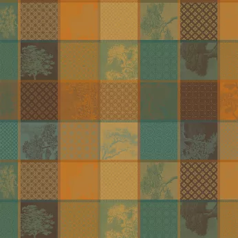 Maßgeschneiderte tischdecke reine baumwolle beschichtet 220 g/m² jacquard-muster grün braun Mille trees foret
