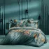 Bettbezug baumwollsatin 115 g/m² bedruckt grün orange Roses d'automne vert anglais
