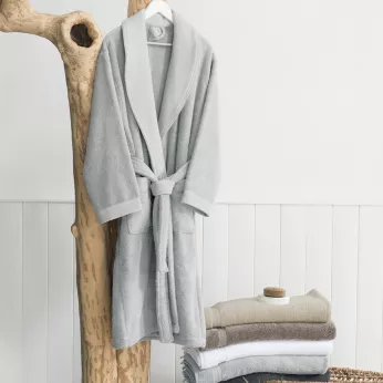 Bademantel reine baumwolle 420 g/m² uni grau Elea nuage