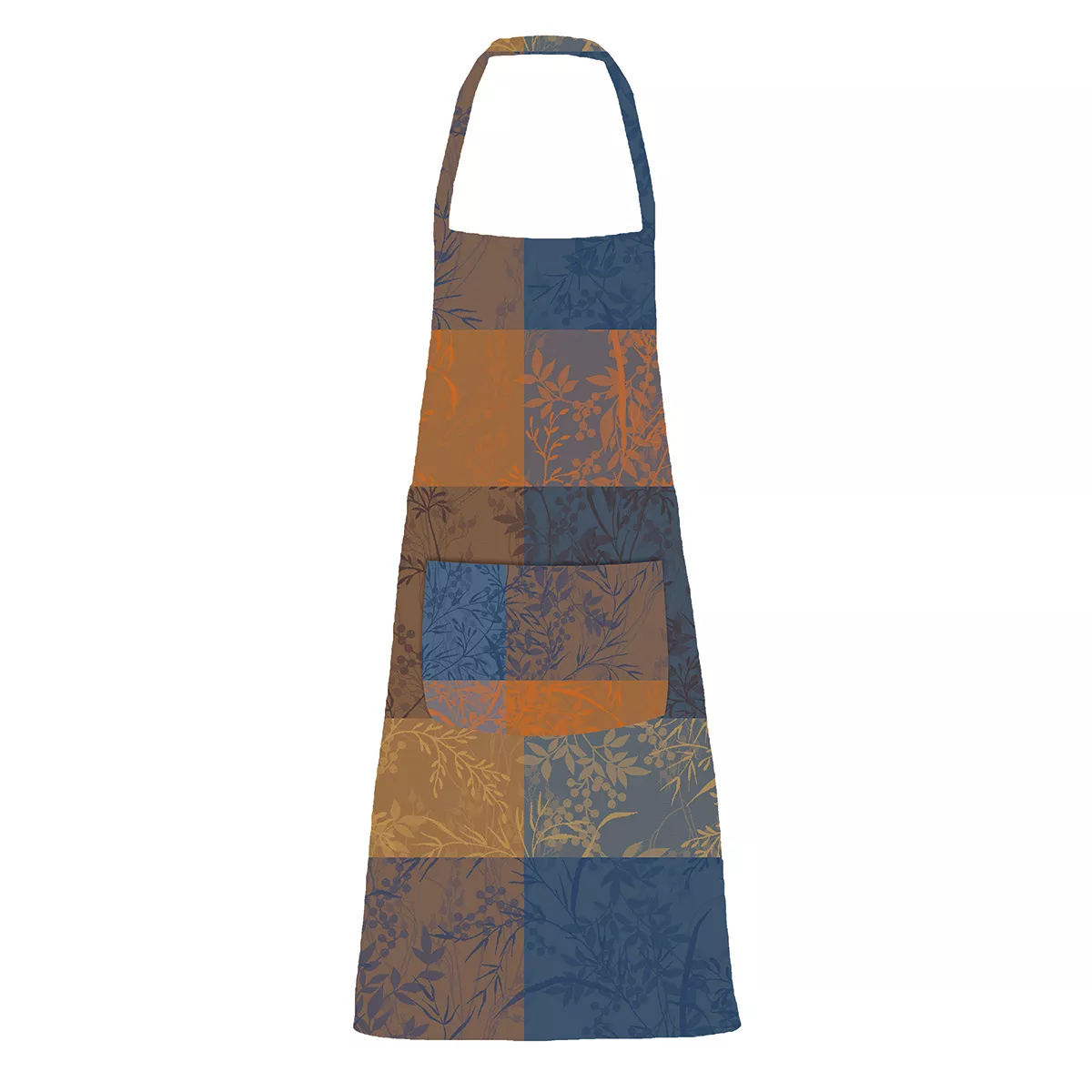 Schürze reine baumwolle beschichtet 220 g/m² jacquard-muster blau braun Mille branchages crepuscule