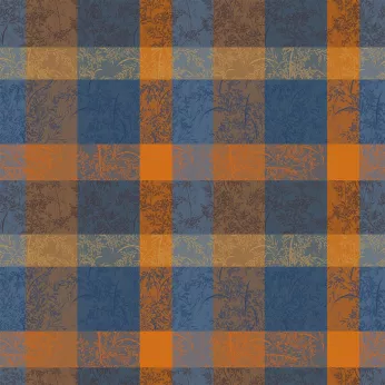 Maßgeschneiderte tischdecke reine baumwolle beschichtet 220 g/m² jacquard-muster blau braun Mille branchages crepuscule