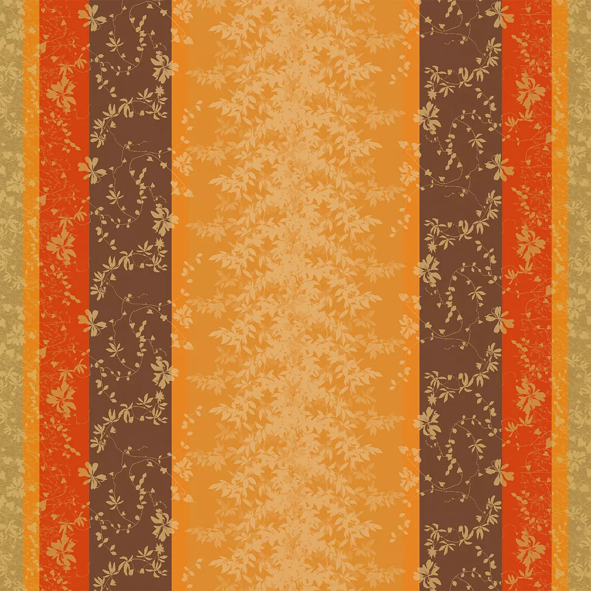 Maßgeschneiderte tischdecke reine baumwolle beschichtet 220 g/m² jacquard-muster orange kastanienbraun Mille lierres automne