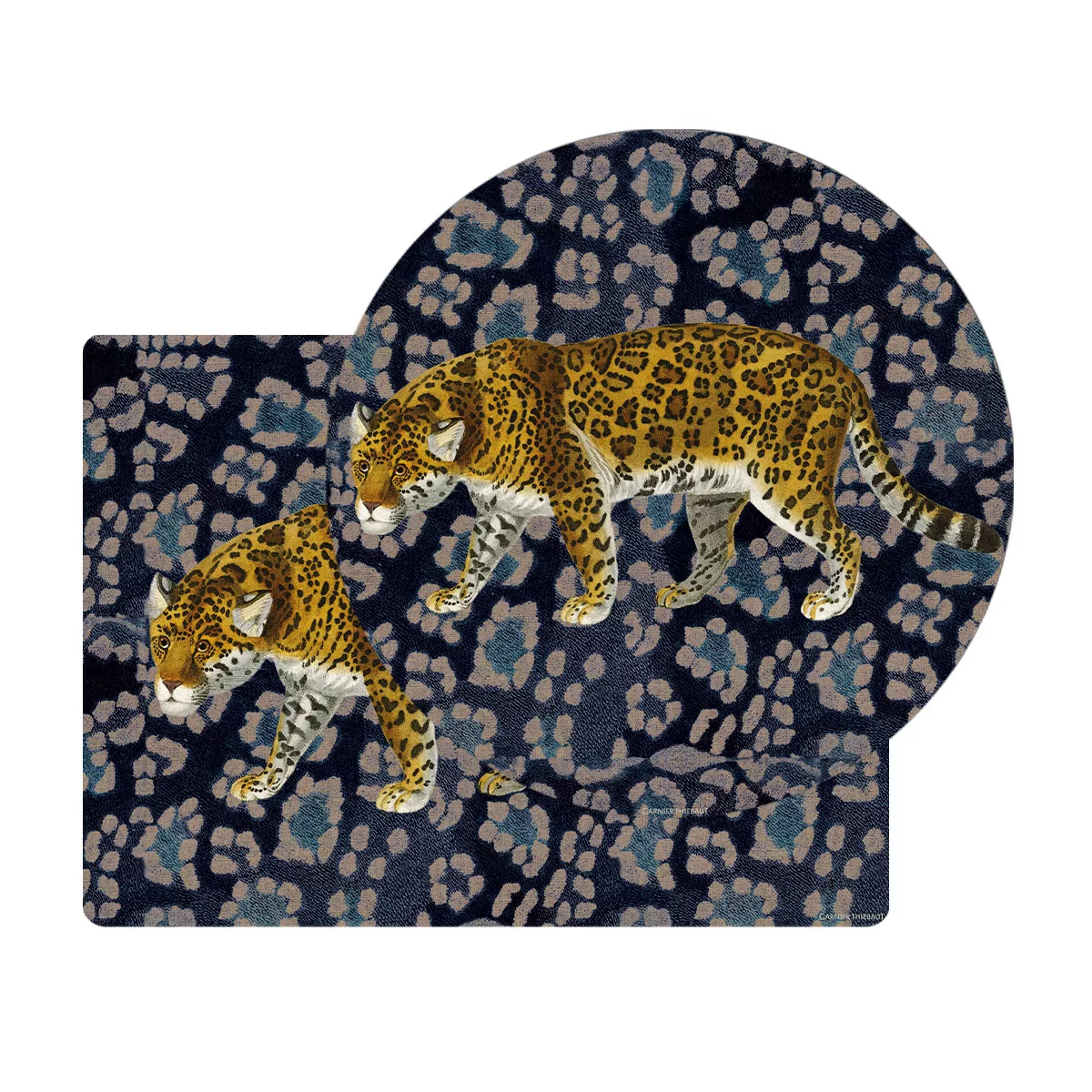 Tischset vinyl 860 g/m² bedruckt blau gelb Jaguar fauve