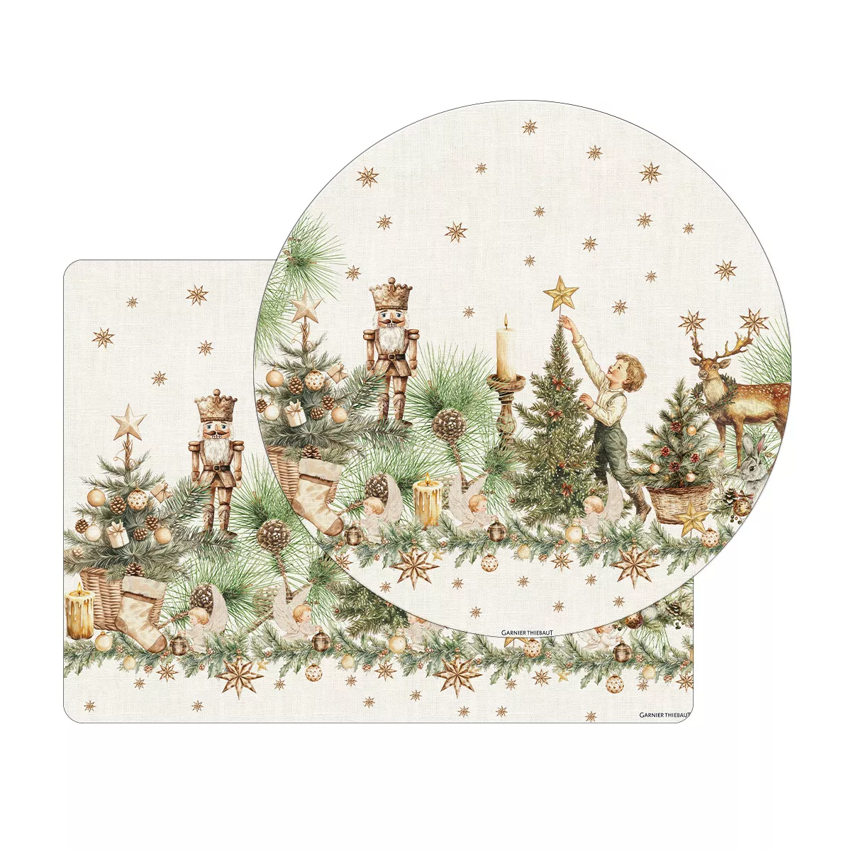 Tischset vinyl 860 g/m² bedruckt gelb grün Noel vintage dore