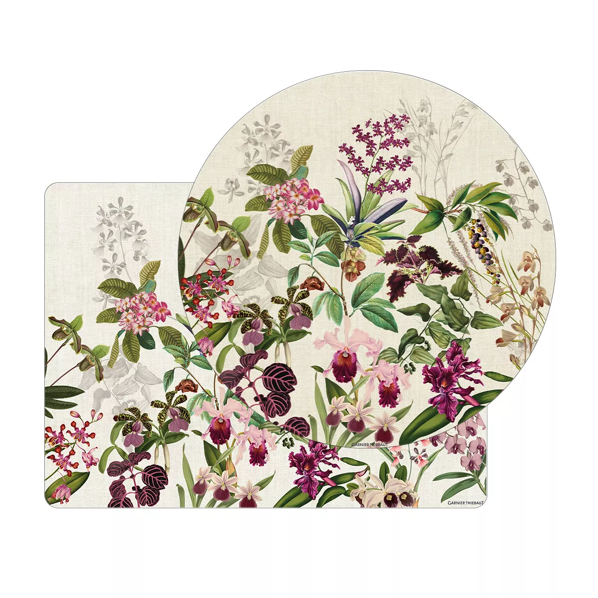 Tischset vinyl 860 g/m² bedruckt beige violett Parfum d'orchidee grege