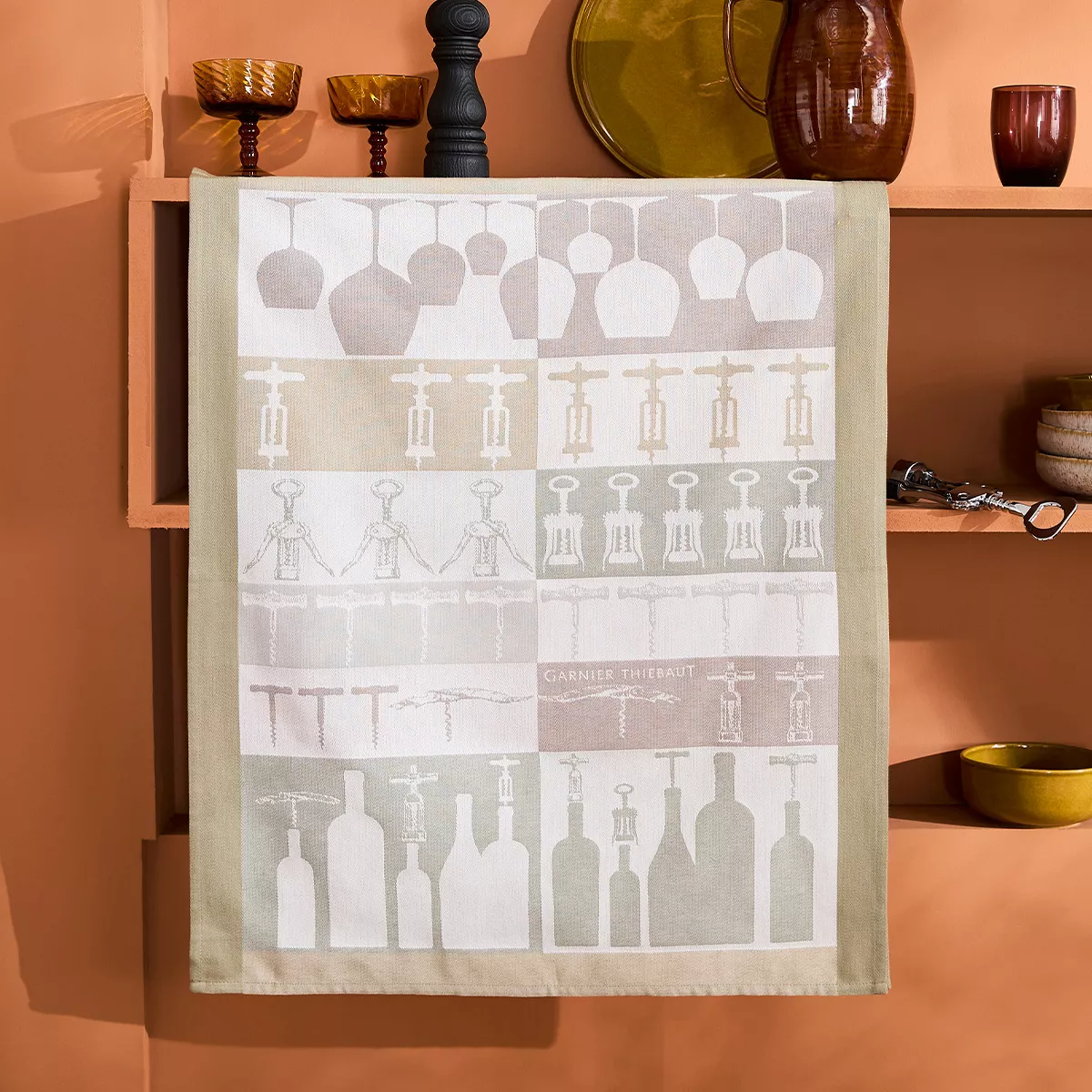 Geschirrtücher reine baumwolle jacquard-muster beige rohe Sommelier beige