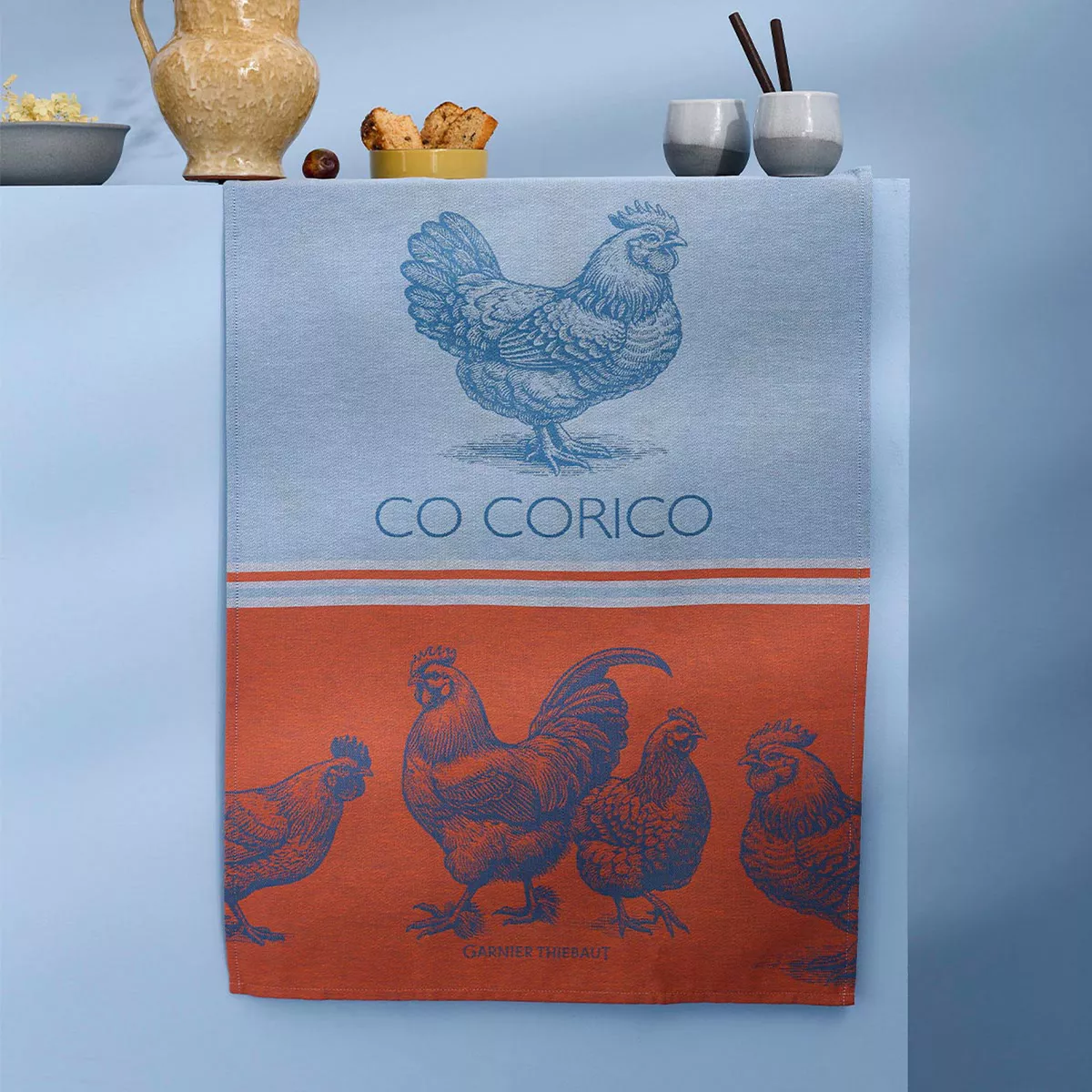 Geschirrtücher reine baumwolle jacquard-muster blau orange Co corico tango