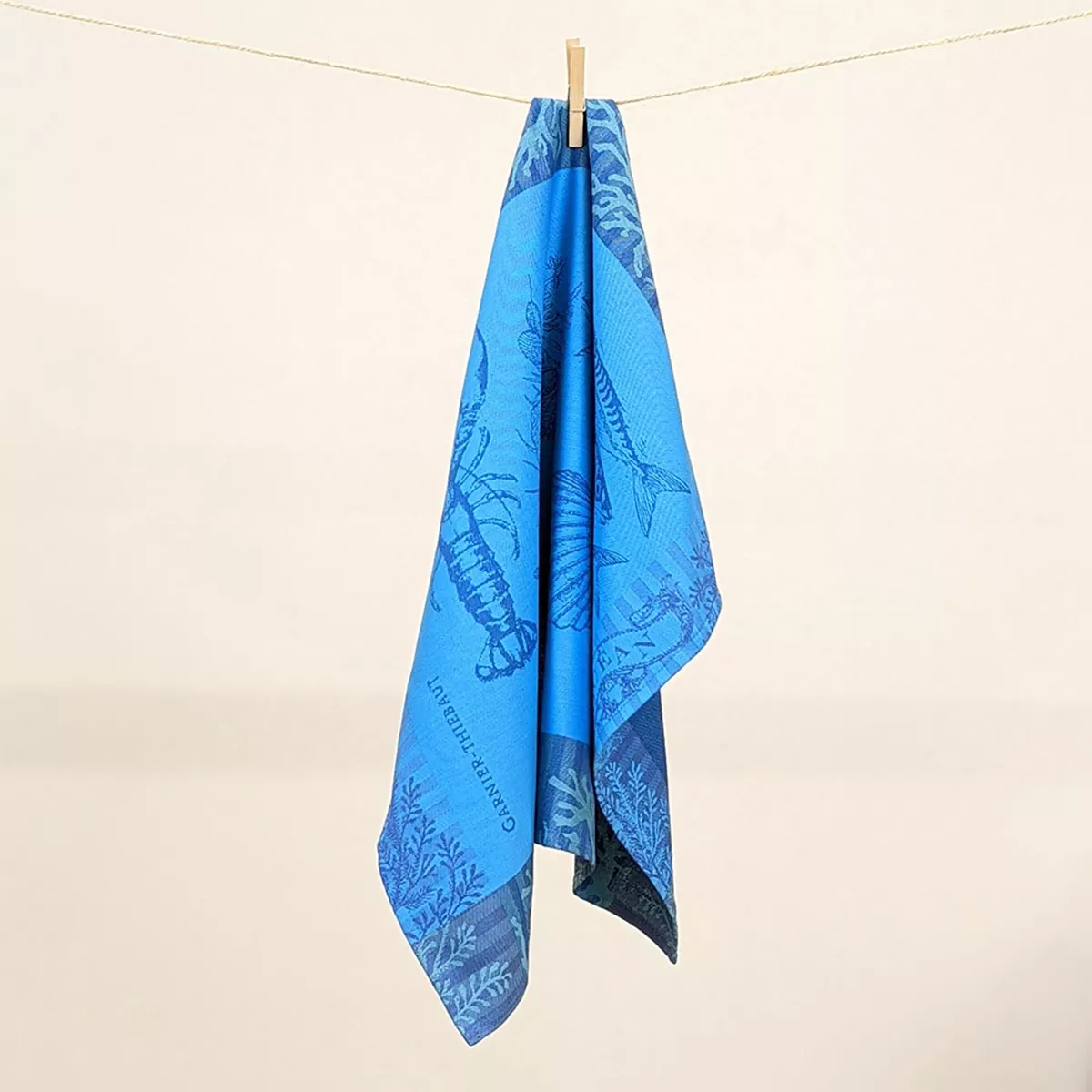Geschirrtücher reine baumwolle jacquard-muster blau L'ocean bleu
