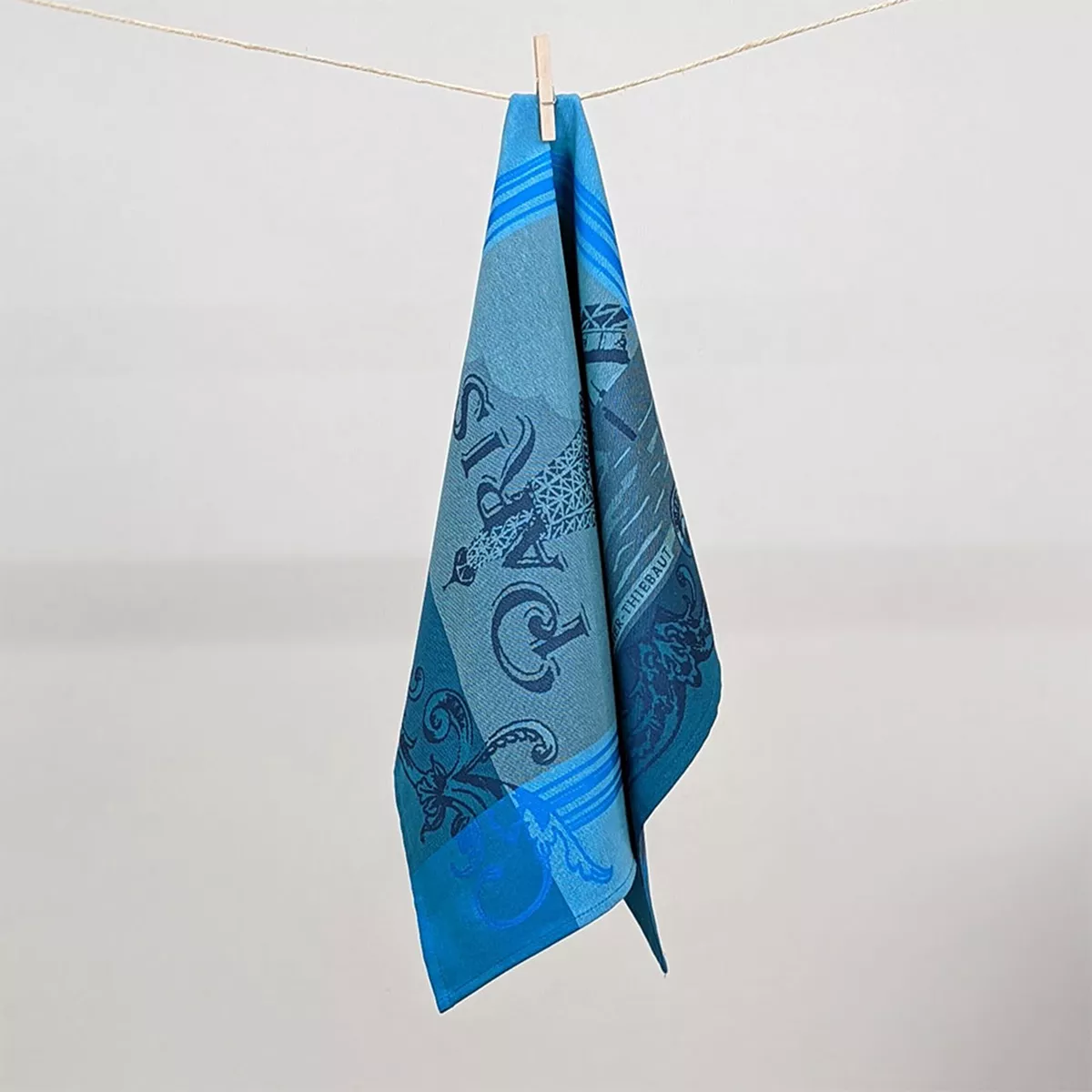 Geschirrtücher reine baumwolle jacquard-muster blau Paris seine turquoise