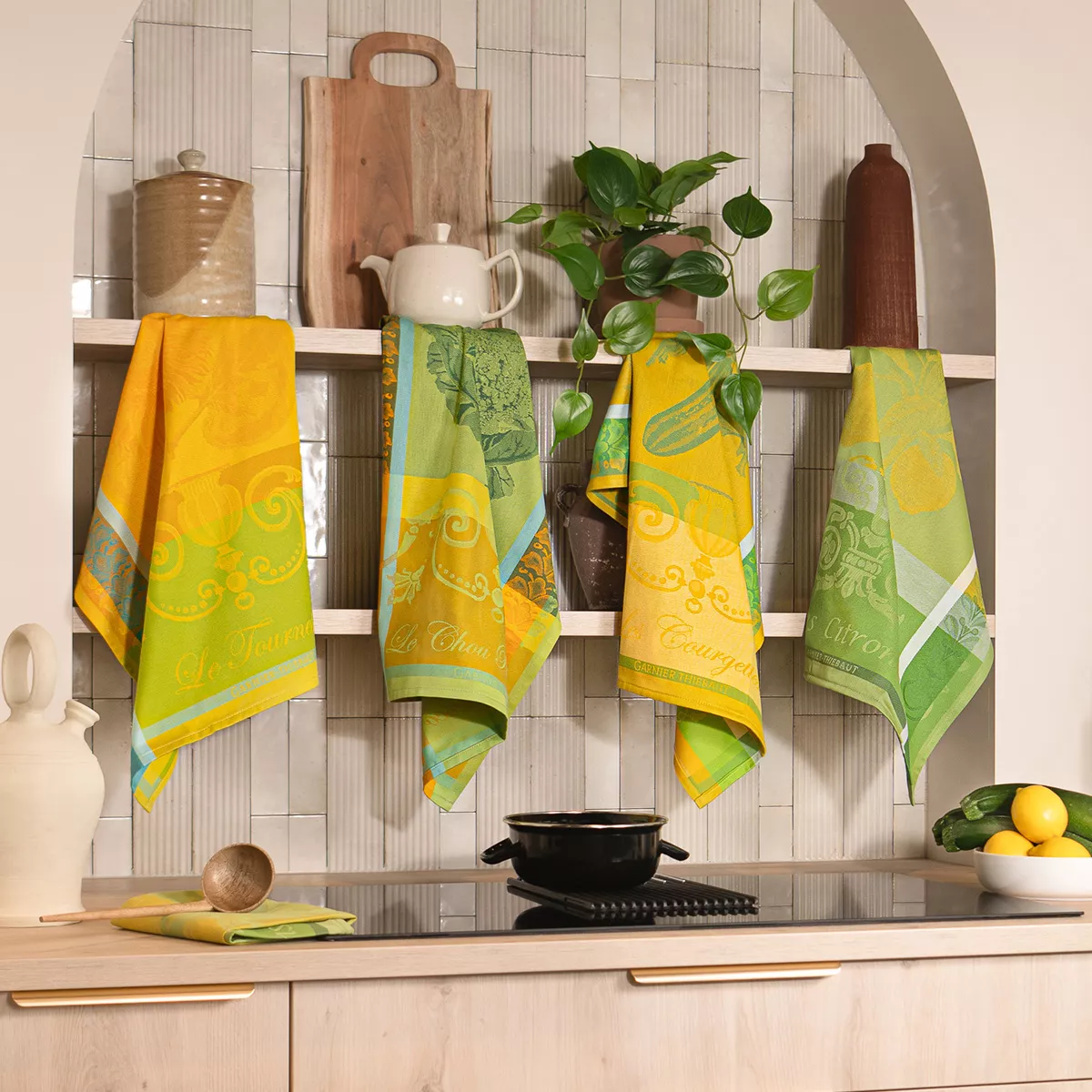 Geschirrtücher reine baumwolle jacquard-muster gelb Le tournesol soleil