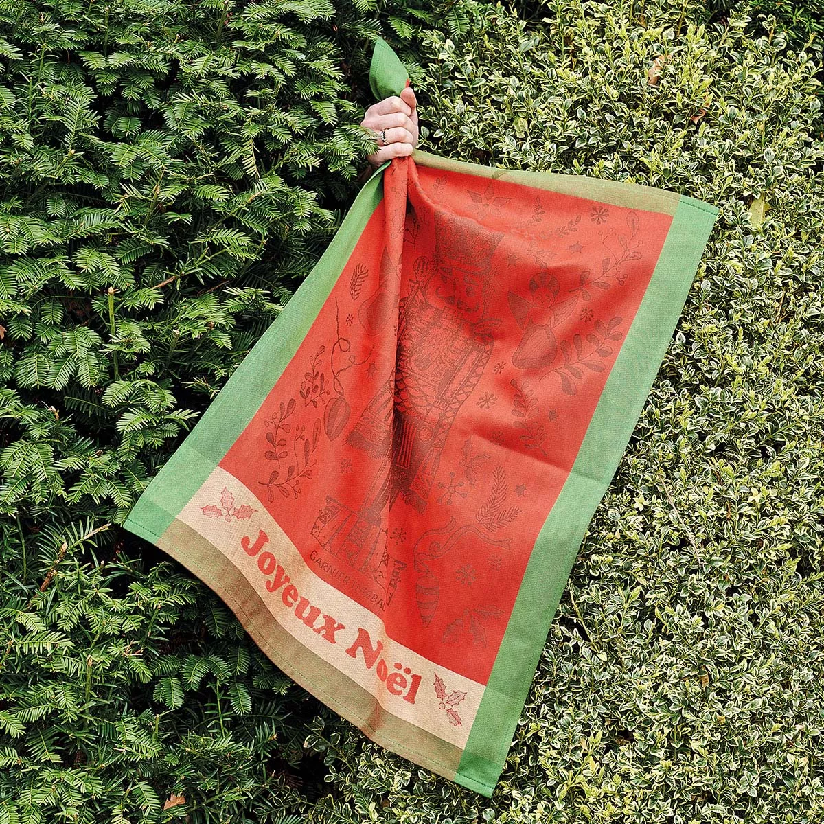 Geschirrtücher reine baumwolle jacquard-muster grün rot Casse noisette noel rouge