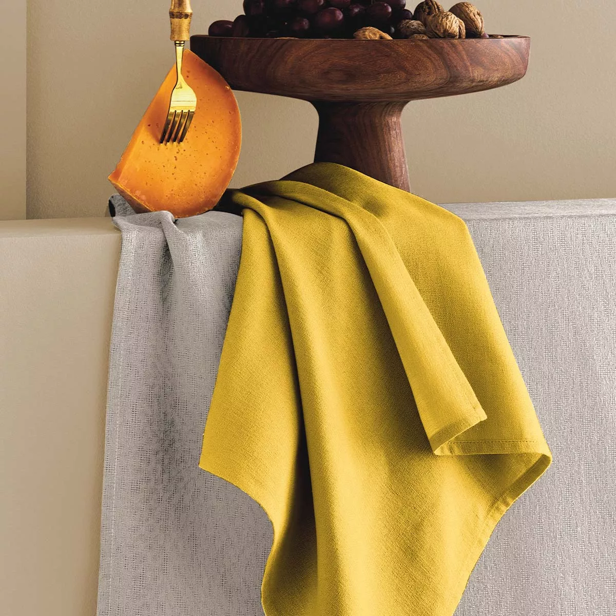 Serviette reine baumwolle jacquard-muster gelb Bastide curry