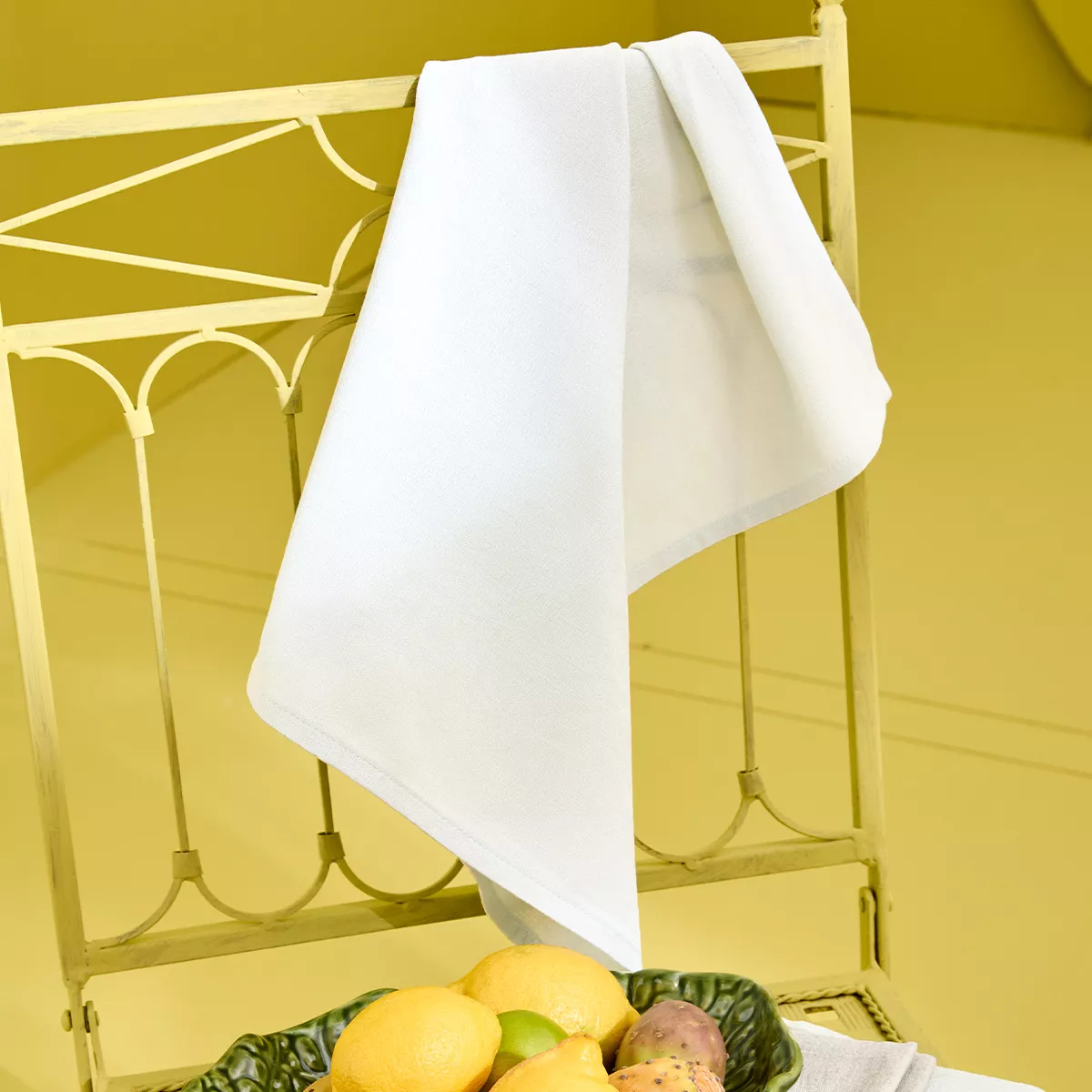 Serviette reine baumwolle jacquard-muster weiß Bastide neige
