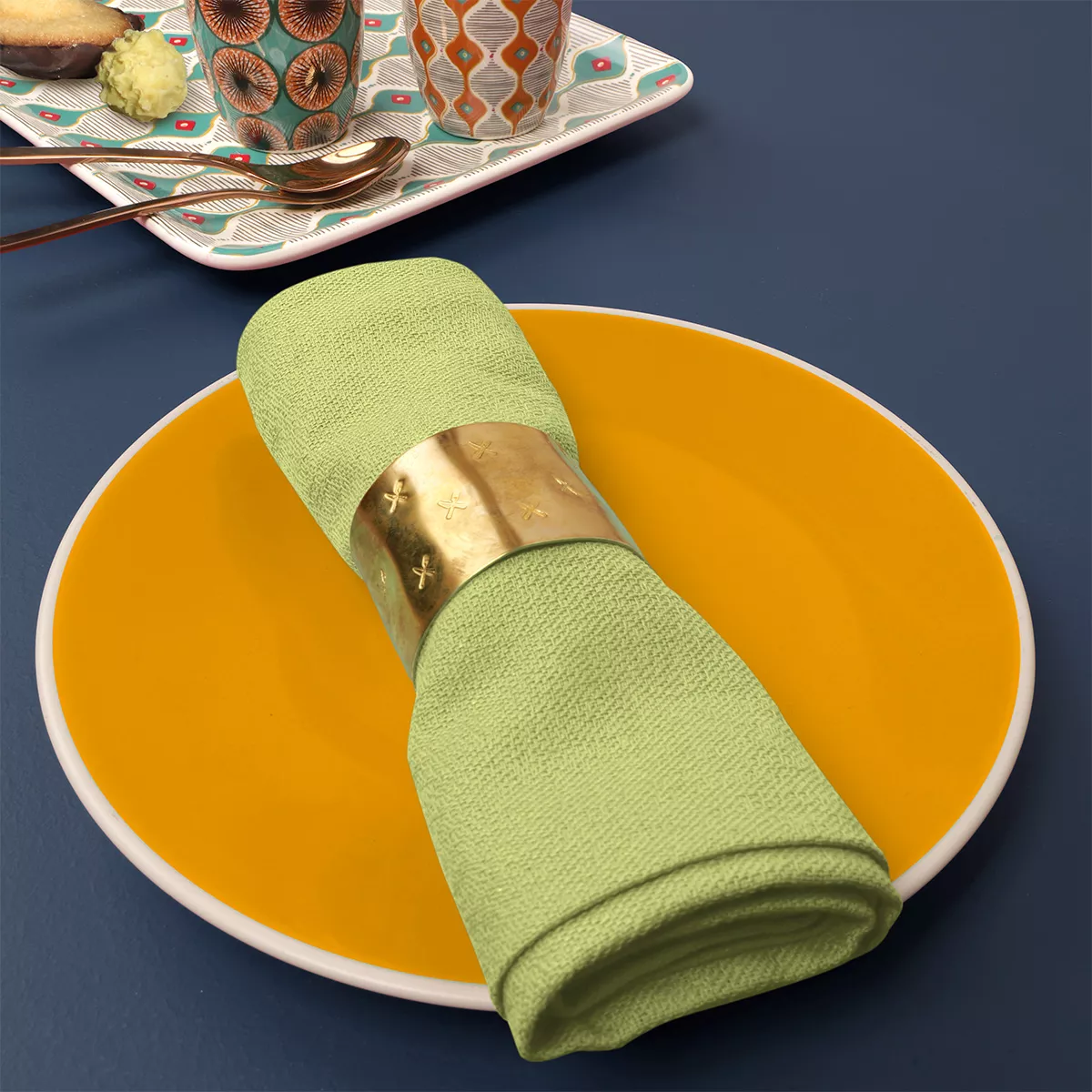 Serviette reine baumwolle jacquard-muster grün Bastide absinthe