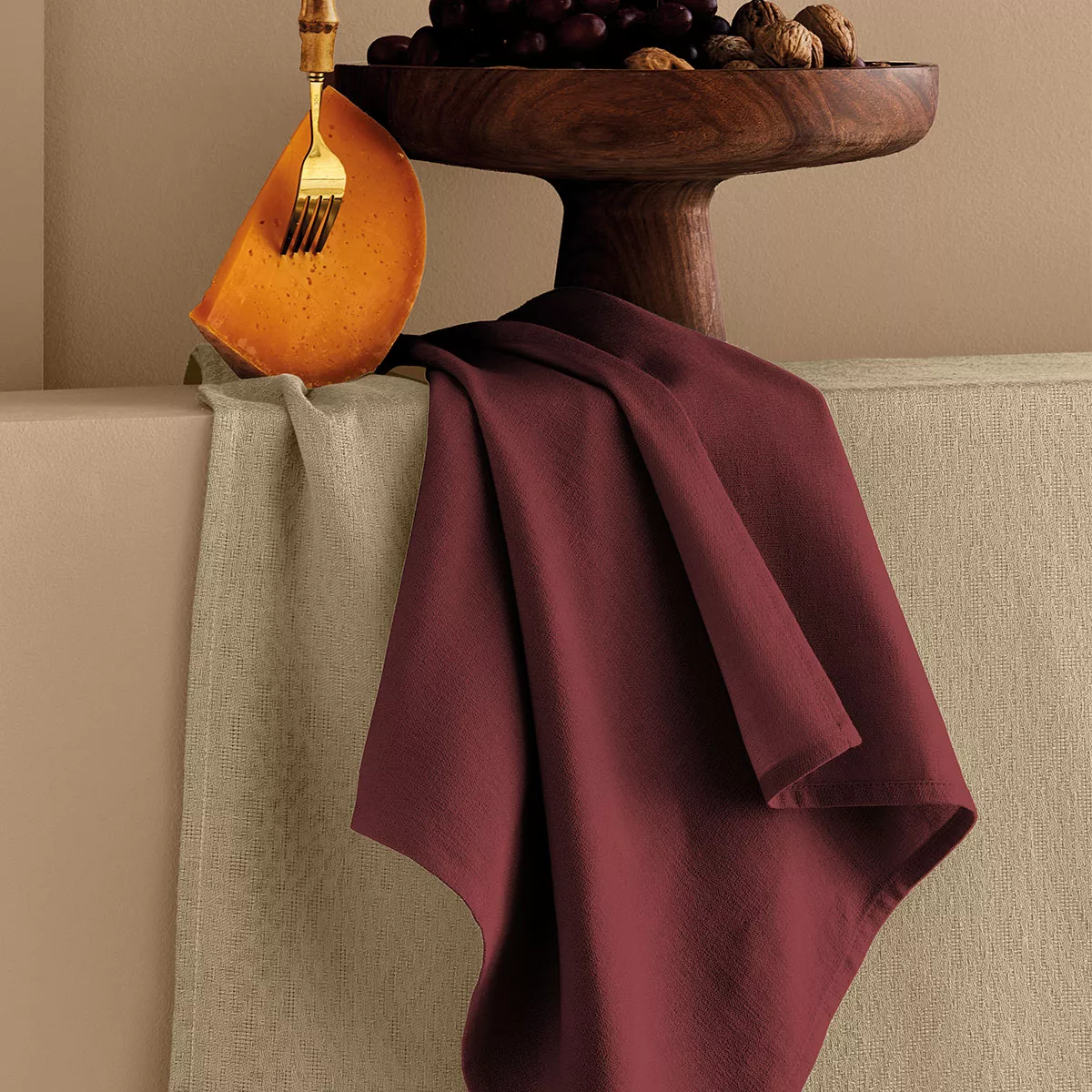 Serviette reine baumwolle jacquard-muster rot Bastide garance