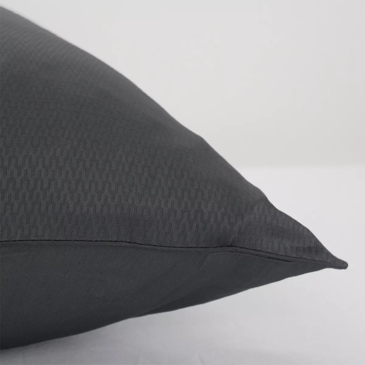 Kopfkissenbezug baumwollsatin jacquard-muster anthrazit Vibrato titane