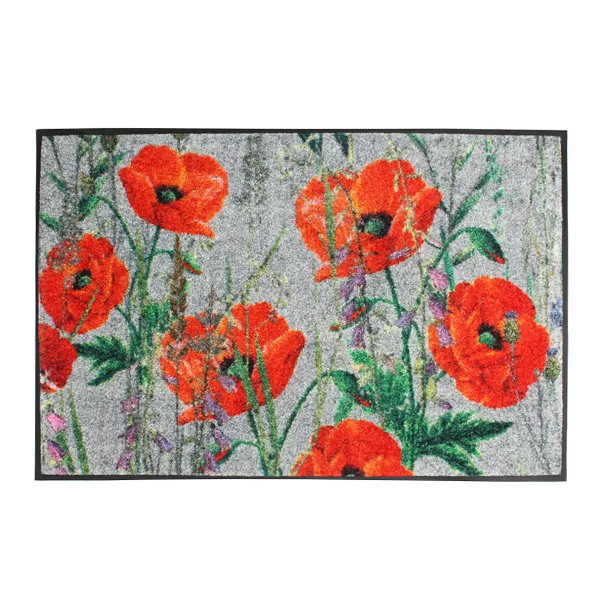 Fußmatt caoutchouc & nylon bedruckt mehrfarbig Coquelicots rouge